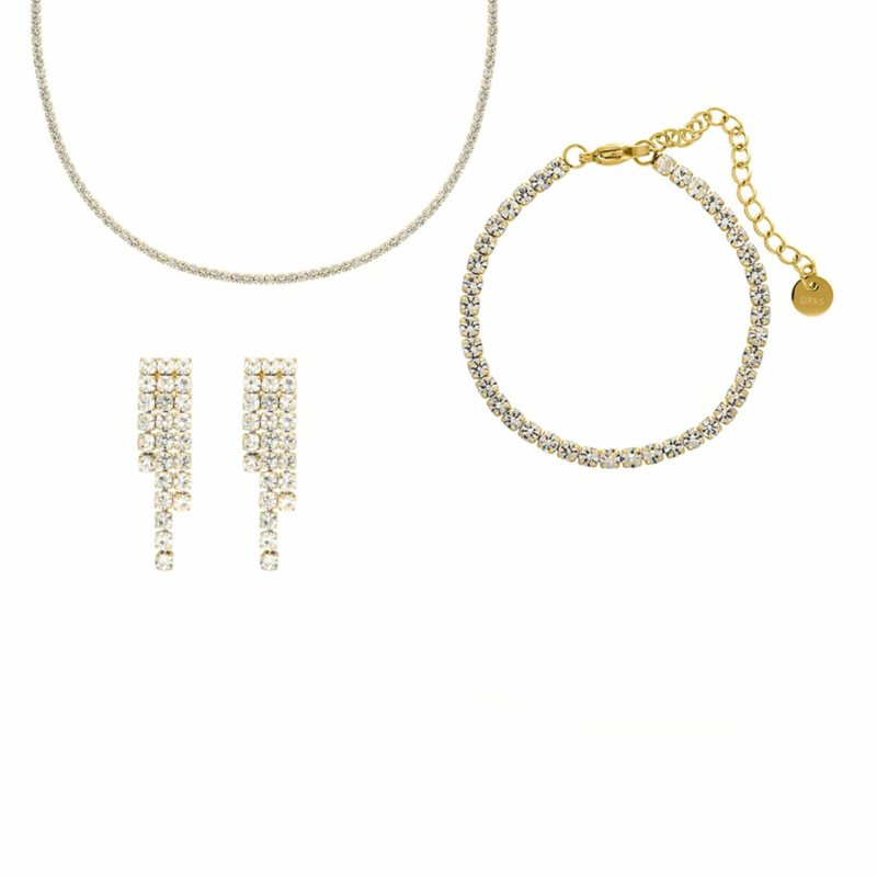 Bruidssieraden set luxury tennis goud kleurig