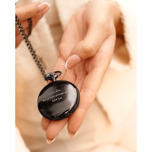 Graveerbare pocket watch zwart