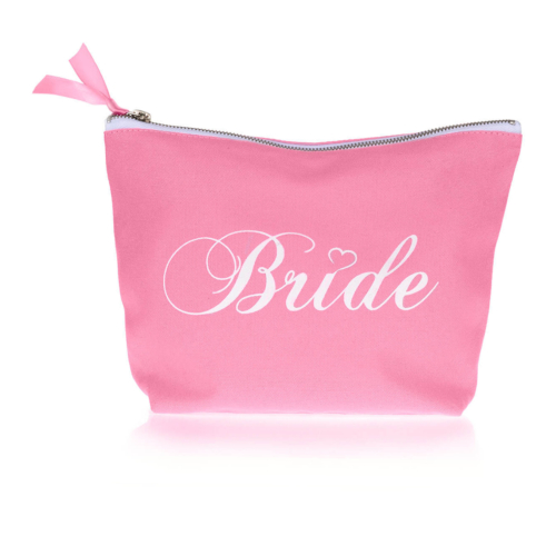 Roze canvas toilettas met bride print van DRKS