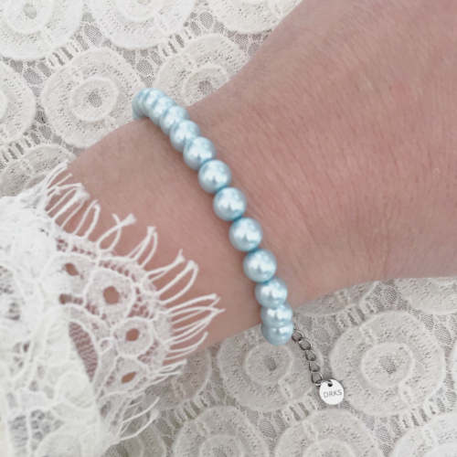 Faux Pearl Armband Lichtblauw