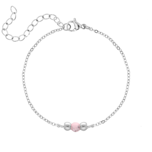 Armband met roze steentje kleur zilver