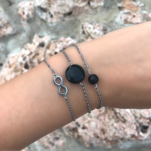 Minimalistische Armband Steentje Zwart