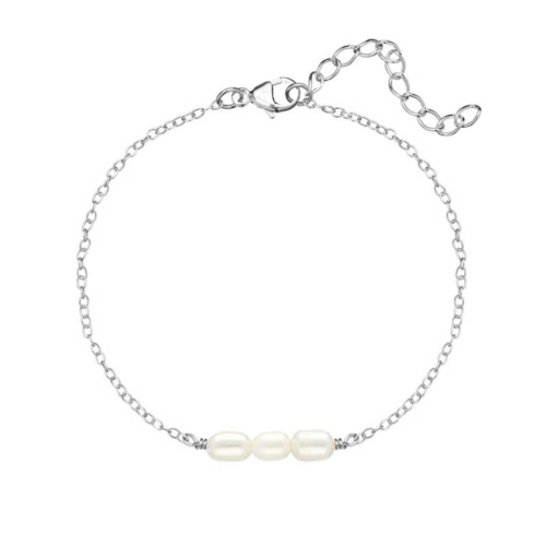 Armband drie pareltjes sterling zilver 