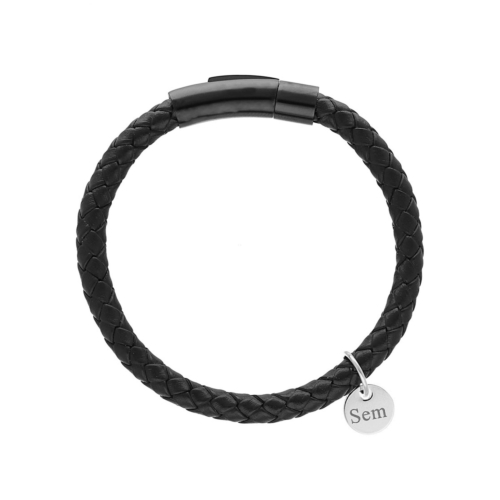 Leren heren armband graveren