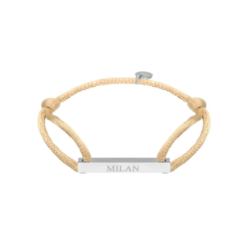 Satin bar initial armband nude