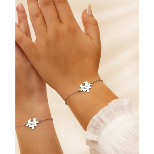 Graveerbare Moeder & Dochter armband puzzelstuk