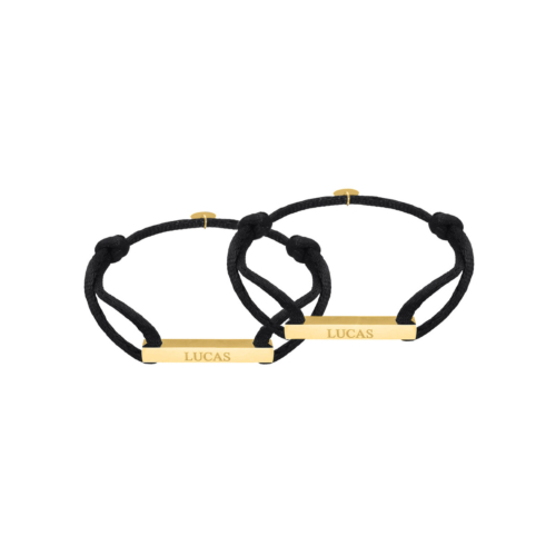 Couple bracelets satin initial goudkleurig