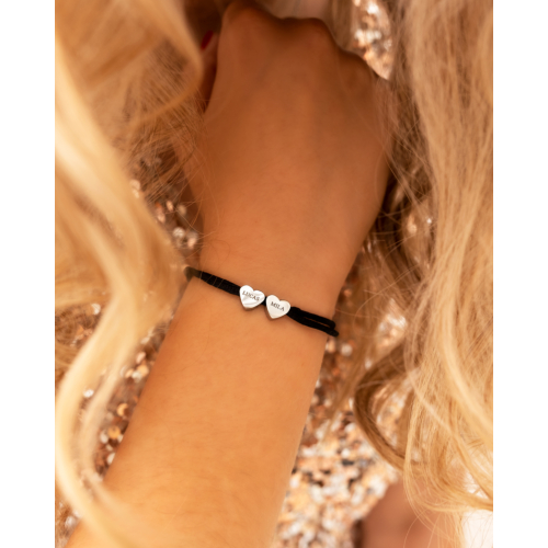 Armband satin heart met gravering