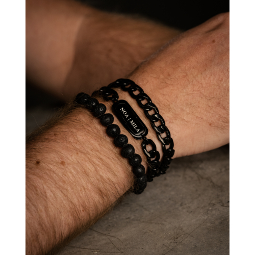 Graveerbare Tag Armband Heren Zwart