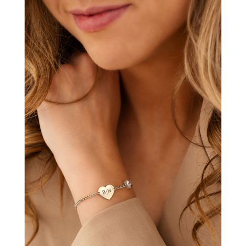 Graveerbare love armband met steentje