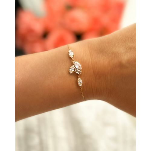 Bruids armband luxe steentjes goudkleurig