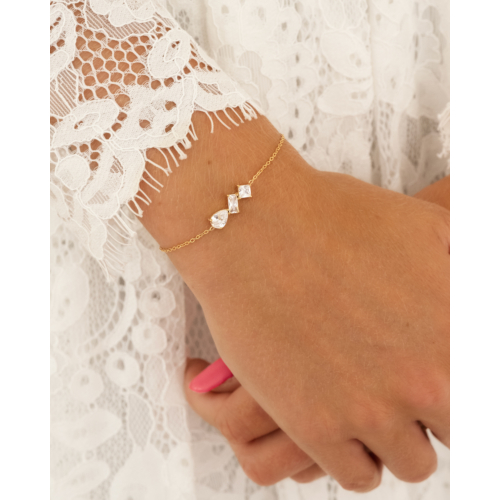 Armband met steentjes triple goudkleurig