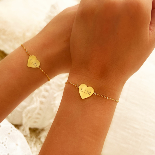 Graveerbare Moeder & dochter armband love kleur goud