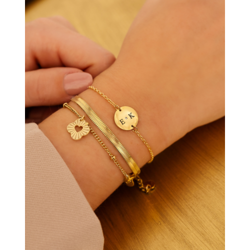 Clover heart bracelet goldplated