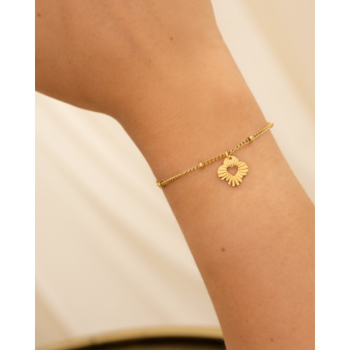 Kids bracelet clover heart goldplated