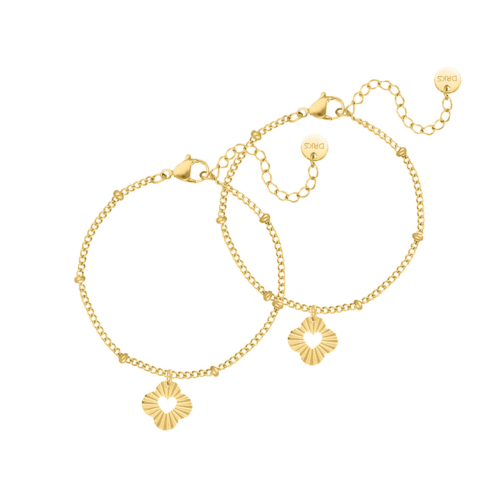 Moeder &amp; dochter armband clover heart goldplated