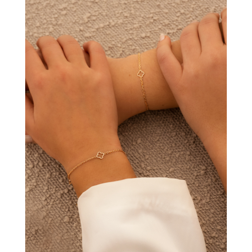 Moeder & dochter little clover armband goudkleurig