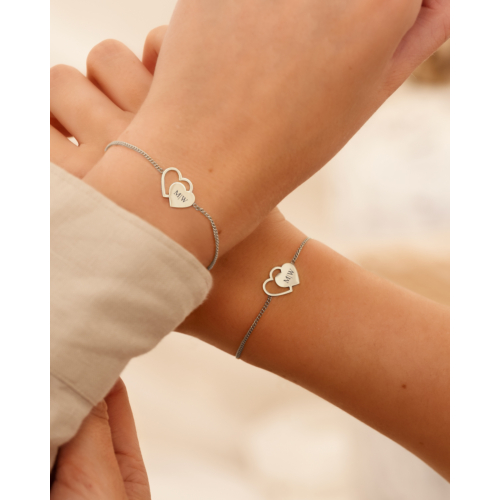 Graveerbare moeder & dochter armband twin love