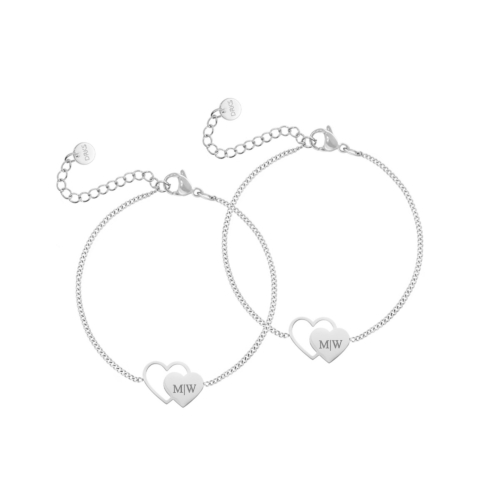 Graveerbare moeder &amp; dochter armband duo love