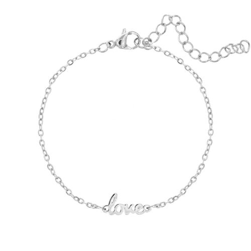 Zilveren stalen love armband