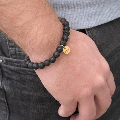 Gepersonaliseerde kralen mannen armband goud kleurig