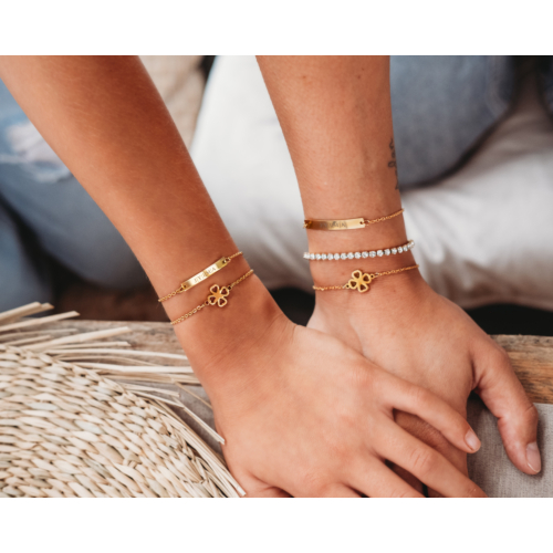 Moeder & dochter armband met naam goud kleurig