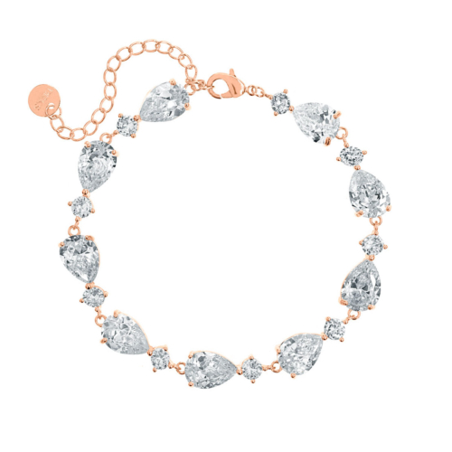 Bruids armband met steentjes rose verguld