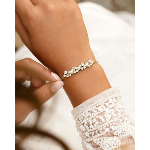 Sparkle armband met pareltjes goudkleurig