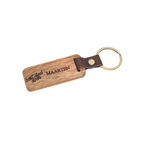 Houten sleutelhanger met naam - best dad