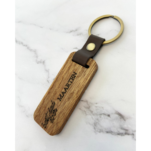 Houten sleutelhanger met naam - best dad