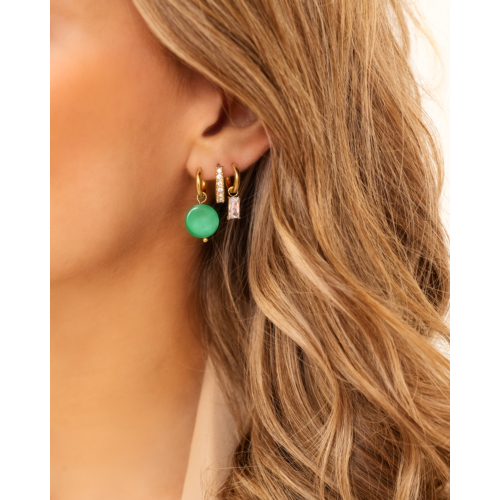 Earrings neon green goldplated