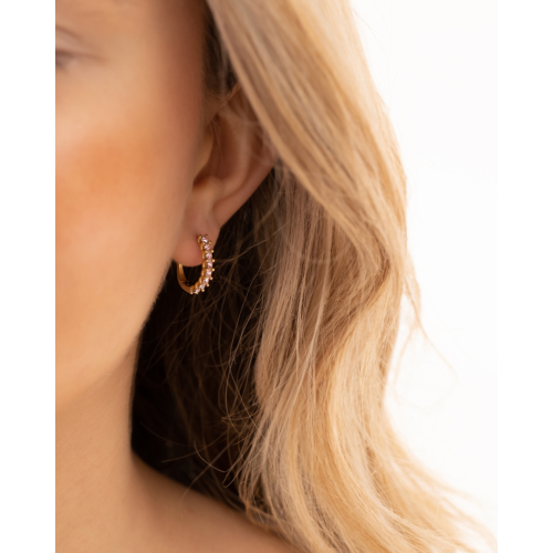 Pink stone earrings goldplated