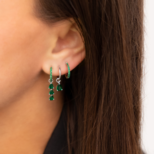 Luxe oorringetjes emerald drop