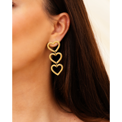 Triple open heart earrings goldplated