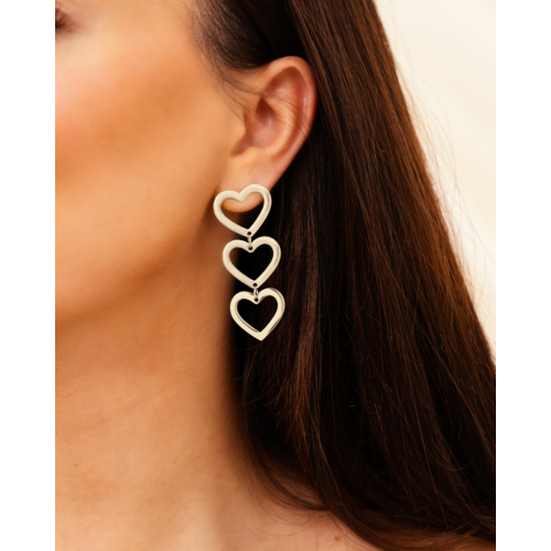 Triple open heart earrings