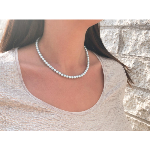 Faux Pearl Ketting Lichtblauw