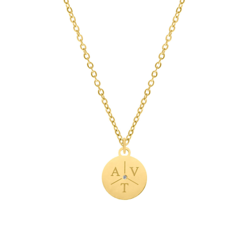 Ketting 3 initialen steentje kleur goud