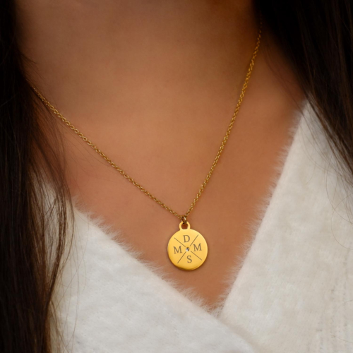 Ketting 4 initialen steentje kleur goud