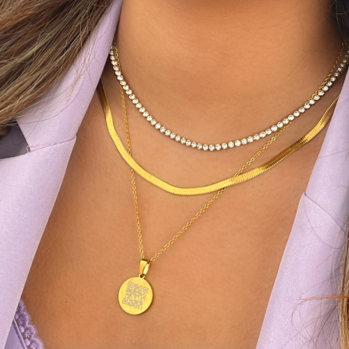 Tennis necklace goud kleurig