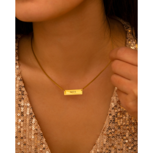 Graveerbare vintage bar ketting goldplated