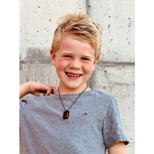 Graveerbare dog tag ketting kids zwart