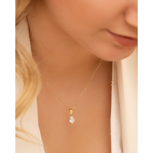 Ketting crystal drop goudkleurig