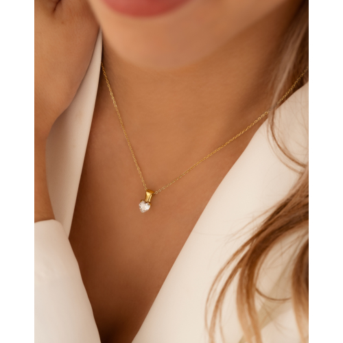 Ketting crystal heart goudkleurig