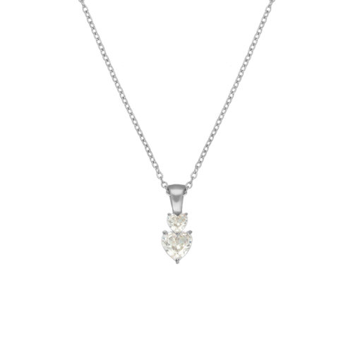 Ketting double crystal hearts