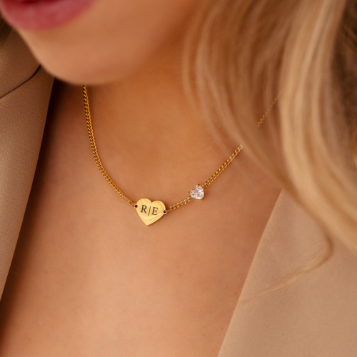 Graveerbare love ketting met steentje goudkleurig