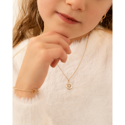 Kinder ketting flower goudkleurig