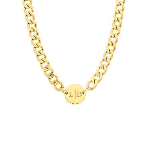 Chunky initial ketting heren goudkleurig