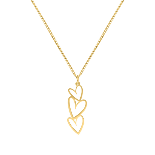 Ketting triple heart goudkleurig