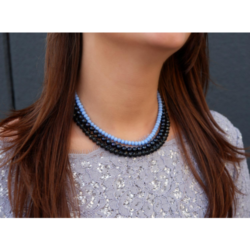 Ketting met parels blauw