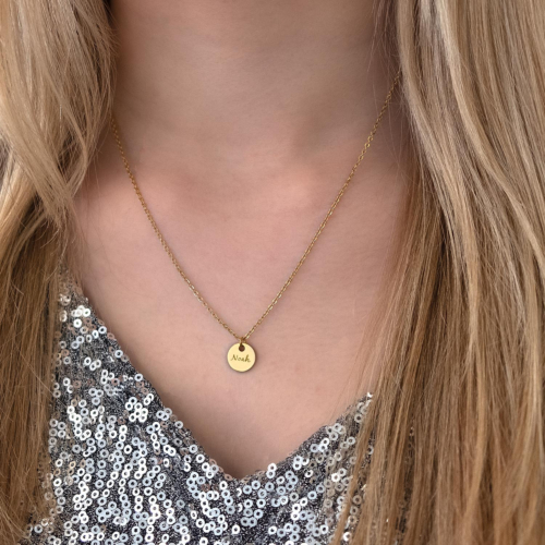 Ketting met naam op muntje Goud Kleurig